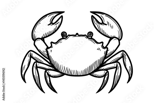 A crab's black silhouette featuring intricate claws and body is perfect for ocean-inspired designs