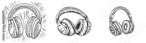 The headphones icon is symbolized by a black silhouette, representing audio technology and listening devices