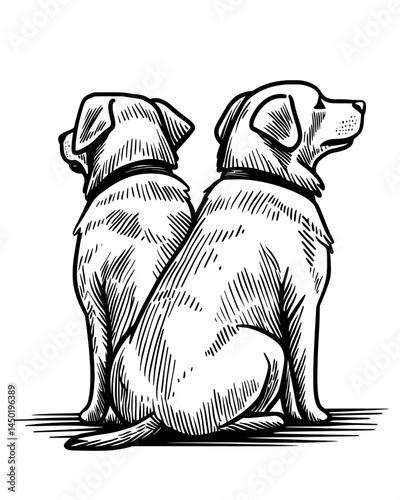 Two canine silhouettes positioned in close quarters showcase the heartwarming qualities of loyalty and companionship