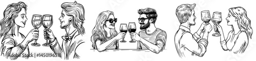 A fashionable pair raising their glasses in a festive setting, embodying love and sophistication