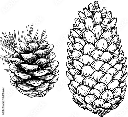 A pinecone is shown in a black silhouette, emphasizing its naturally unique texture and shape