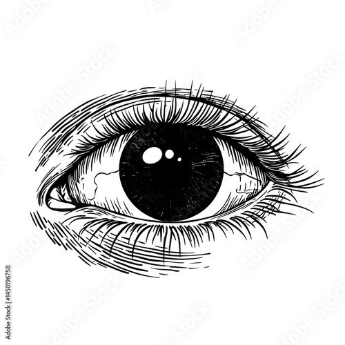 Modern icon of a ripped-out human eyeball with a blue iris, isolated and commonly used as a mascot during Halloween