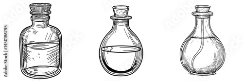 A diamond-shaped vial contains an elixir of love, resembling an isolated witch's potion, with a modern pink mixture in a magical bottle