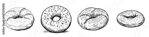 A modern round pastry, the bagel roll with poppy seeds is isolated bread, a type of baked food
