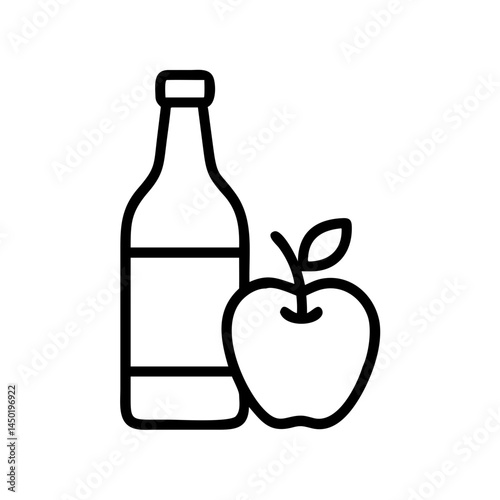 Apple Cider Bottle and Fresh Apple Icon for Thanksgiving  