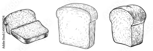 A solitary slice of white bread is accompanied by a loaf of roasted crouton, reminiscent of toasted bakery food and a classic french sandwich