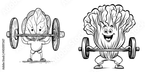 A cartoon depiction of a cauliflower engaging in a workout with a barbell, symbolizing a modern and humorous approach to healthy living and sports