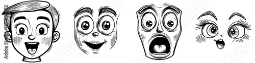 A modern, isolated icon of a monster face is depicted with cartoon emotion, specifically a Halloween creature with sharp fangs and goggle eyes, its mouth open in surprise, resembling a ghost or alien