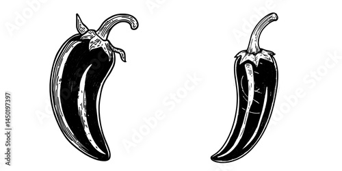 A red hot chili pepper, the jalapeno is a contemporary vegetable and natural condiment, shown in isolation on a white background, serving as a cartoon design element that embodies organic vegetables