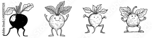 A cartoon beetroot character is depicted as a modern superhero icon, isolated and humorous, with a fairytale twist as a healthy food vitamin hero in a cape and mask