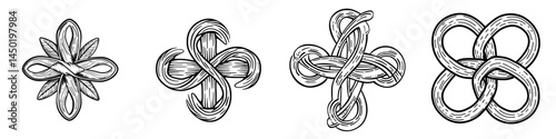 The Celtic cross, a symbol of the Catholic religion, is depicted as an isolated icon, blending modern and ancient elements with a nod to the crucifix, complete with a nimbus or ring