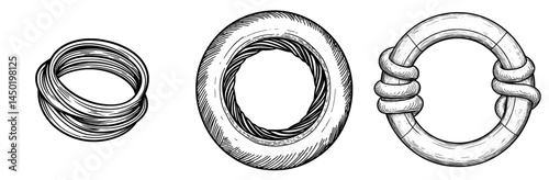 A round stainless steel wire isolated soft gauge outline icon symbolizes modern steel or aluminium rolled metal wire, circled spring, rolled product