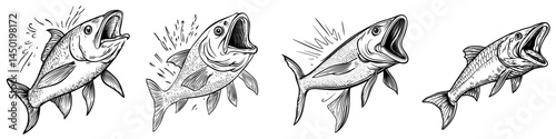 The modern isolated icon is either a pike fish or a freshwater pickerel and walleye, and also includes freshwater and marine fish
