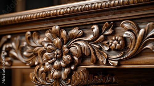 Intricate wood carving detail