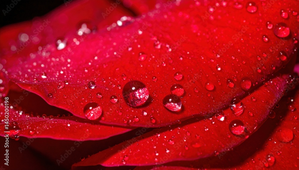 Fototapeta premium Captivating close-up of dew-kissed red rose petals nature macro photography botanical environment artistic viewpoint