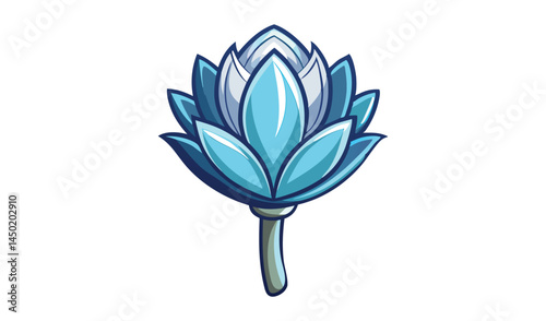 Stylized blue lotus flower illustration design