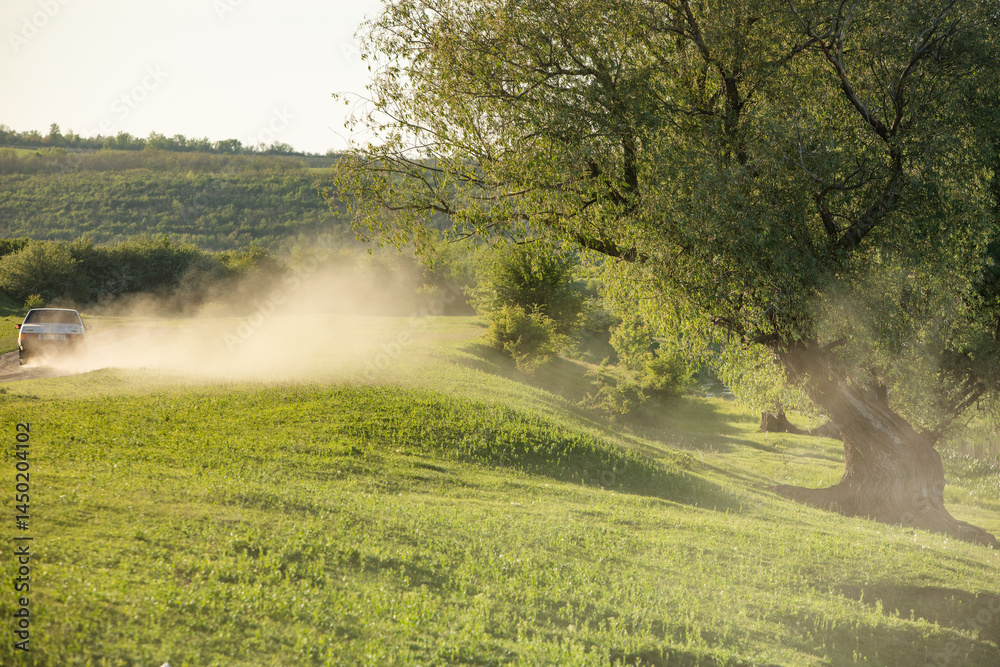 Beautiful landscape with the Raut River in the Republic of Moldova. rural nature in Eastern Europe.