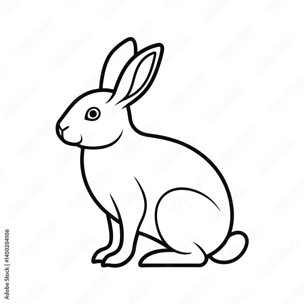 European Rabbit Side View Line Art Illustration European Rabbit Side View Line Art Illustration