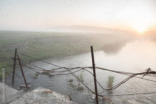 Obraz na płótnie Beautiful landscape with the Raut River in the Republic of Moldova. rural nature in Eastern Europe. w salonie