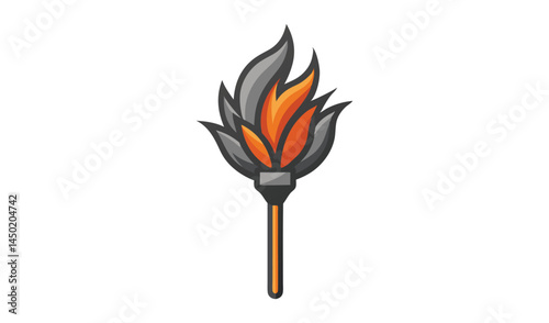 Stylized burning torch icon graphic design