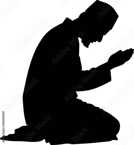 Inspiring Praying Silhouette Vector Illustration – Emblem of Spiritual Worship, Devotion, and Inner Faith for Meditation, Religious Art, and Contemporary Spiritual Expression