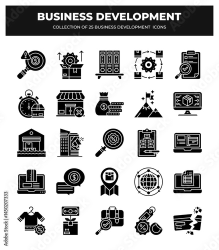 Collection of 25 Business Development Icons: Boost Your Business Growth Strategy