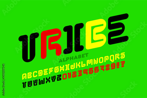 Tibal style font, alphabet letters and numbers vector illustration