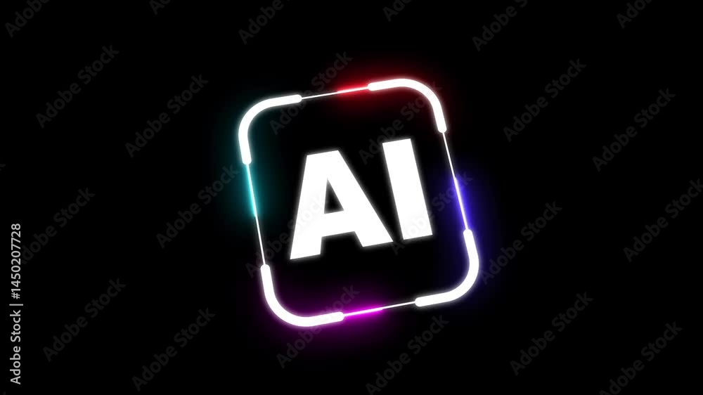 3d neon glowing AI Learning and Artificial Intelligence Concept. Business, modern technology, internet and networking concept. 3d neon glowing AI Learning and Artificial Intelligence Concept. Business, modern technology, internet and networking concept.