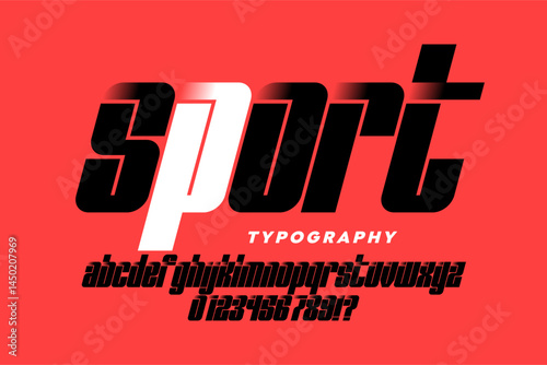 Obraz na płótnie Sport style font, alphabet letters and numbers vector illustration w salonie