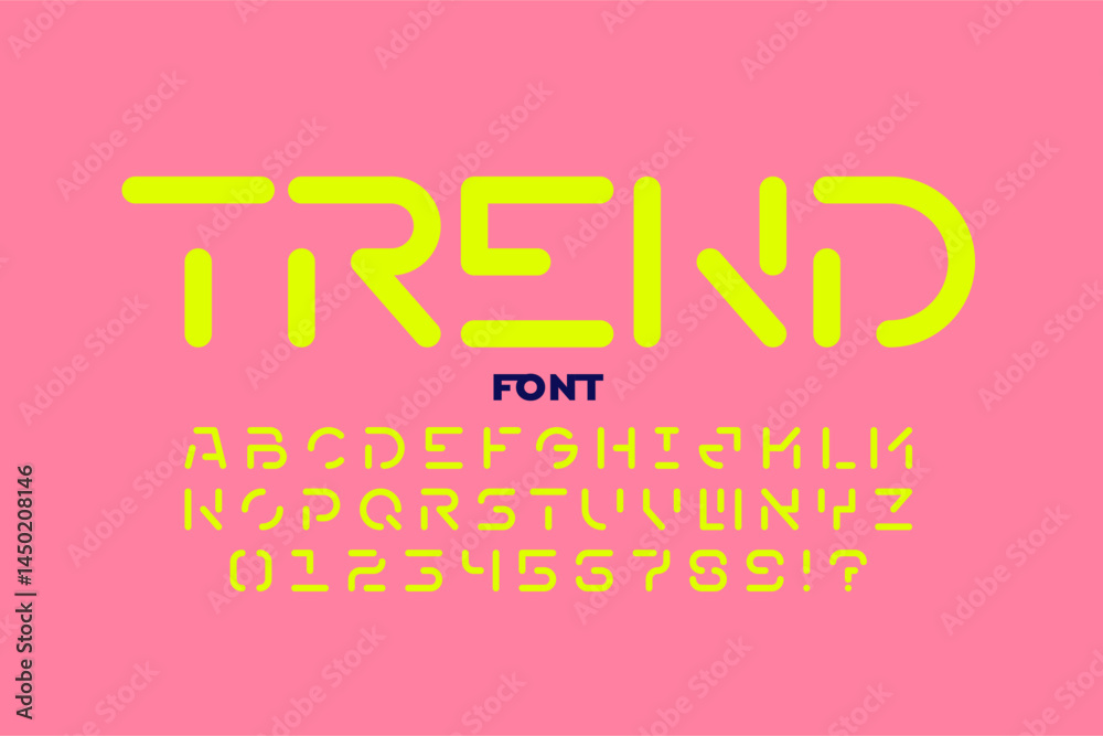 Trend. Modern style font, alphabet letters and numbers vector illustration