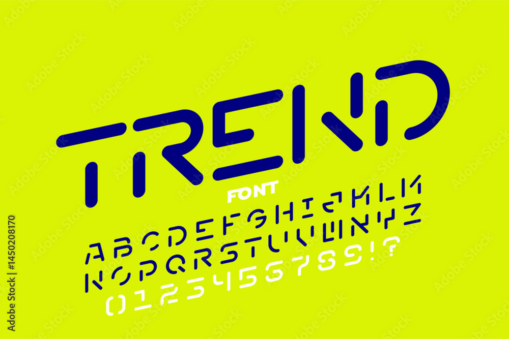 Trend. Modern style font, alphabet letters and numbers vector illustration