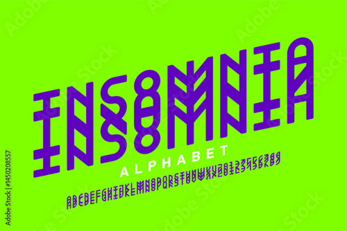 Obraz na płótnie Insomnia. Modern style font, alphabet letters and numbers vector illustration w salonie
