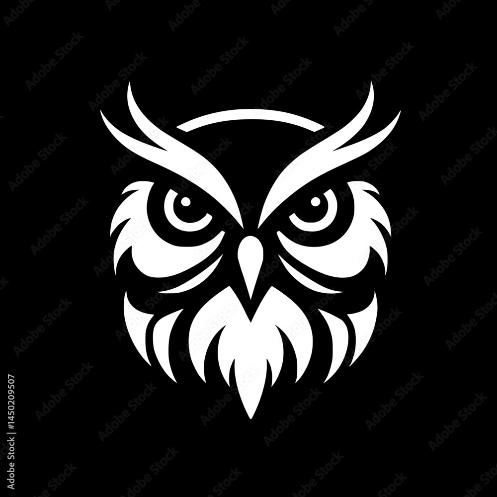 Owl face silhouette black vector design Owl face silhouette black vector design
