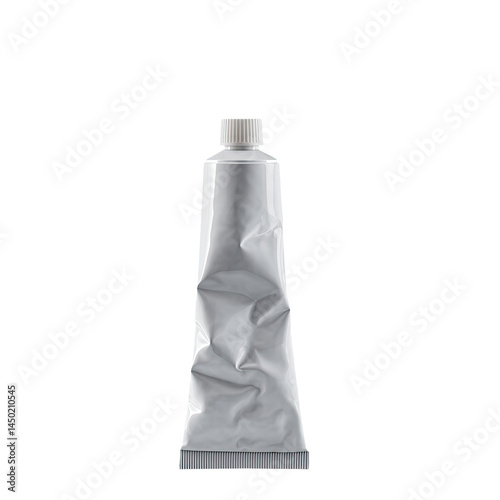 Empty white tube mockup standing isolated on transparent background. White oil paint packaging design mockup in png format.