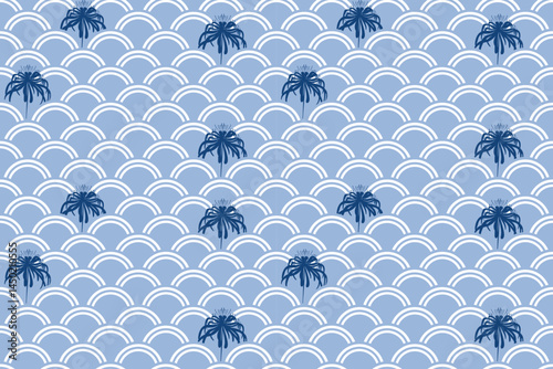 The Japanese sea wave pattern is a semicircular design that is layered from the center in the same direction. During the Heian period, this pattern was used on the costumes of Bugaku performers.