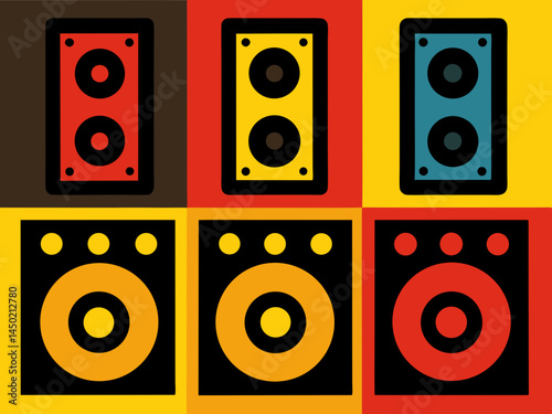 set of speakers silhouette set 6 pis bundle Vector icon illustration silhouette Graphics design image white background