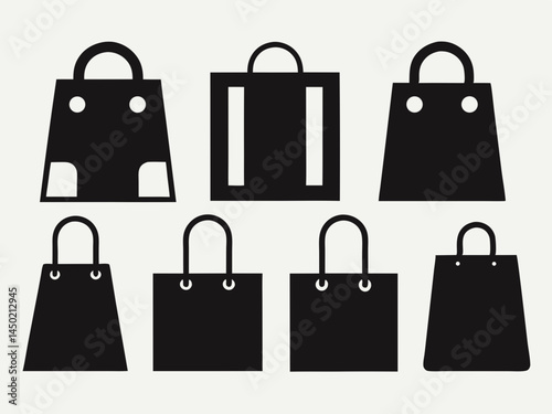 set of shopping bags silhouette set 6 pis bundle Vector icon illustration silhouette Graphics design image white background