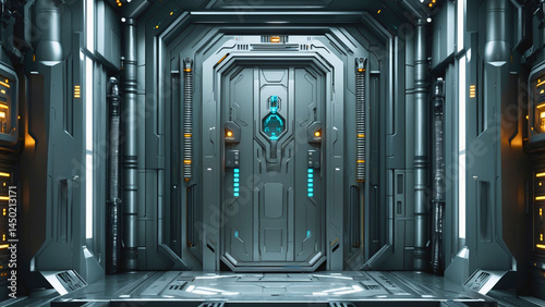 Futuristic Metallic Door Sci-Fi
