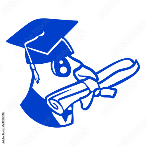 Pigeon Dove School Leaving Certificate College Fun Isolated Vector Graphic Design Illustration
