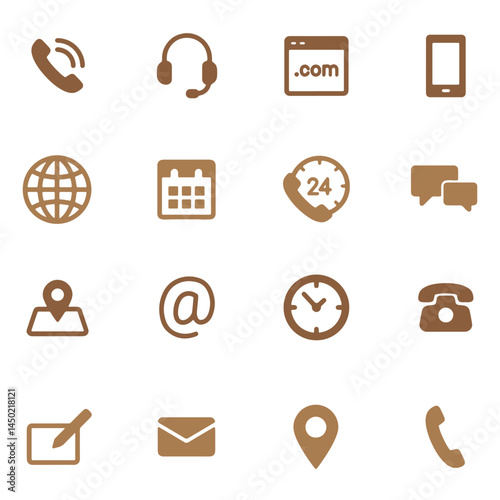 Contact Icon Set – Phone, Email, Location, and Web Symbols