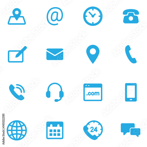 Business Contact Icons – Call, Chat, and Mail Symbols