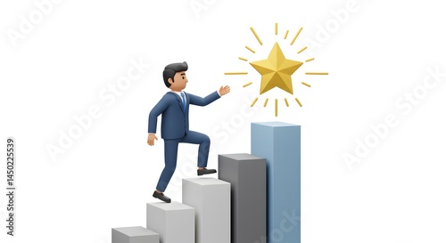 Man Reaching for Star on Steps