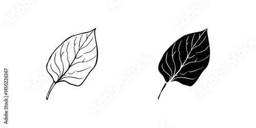 A minimalist vector icon set depicting leaves, perfect for nature and eco friendly designs.