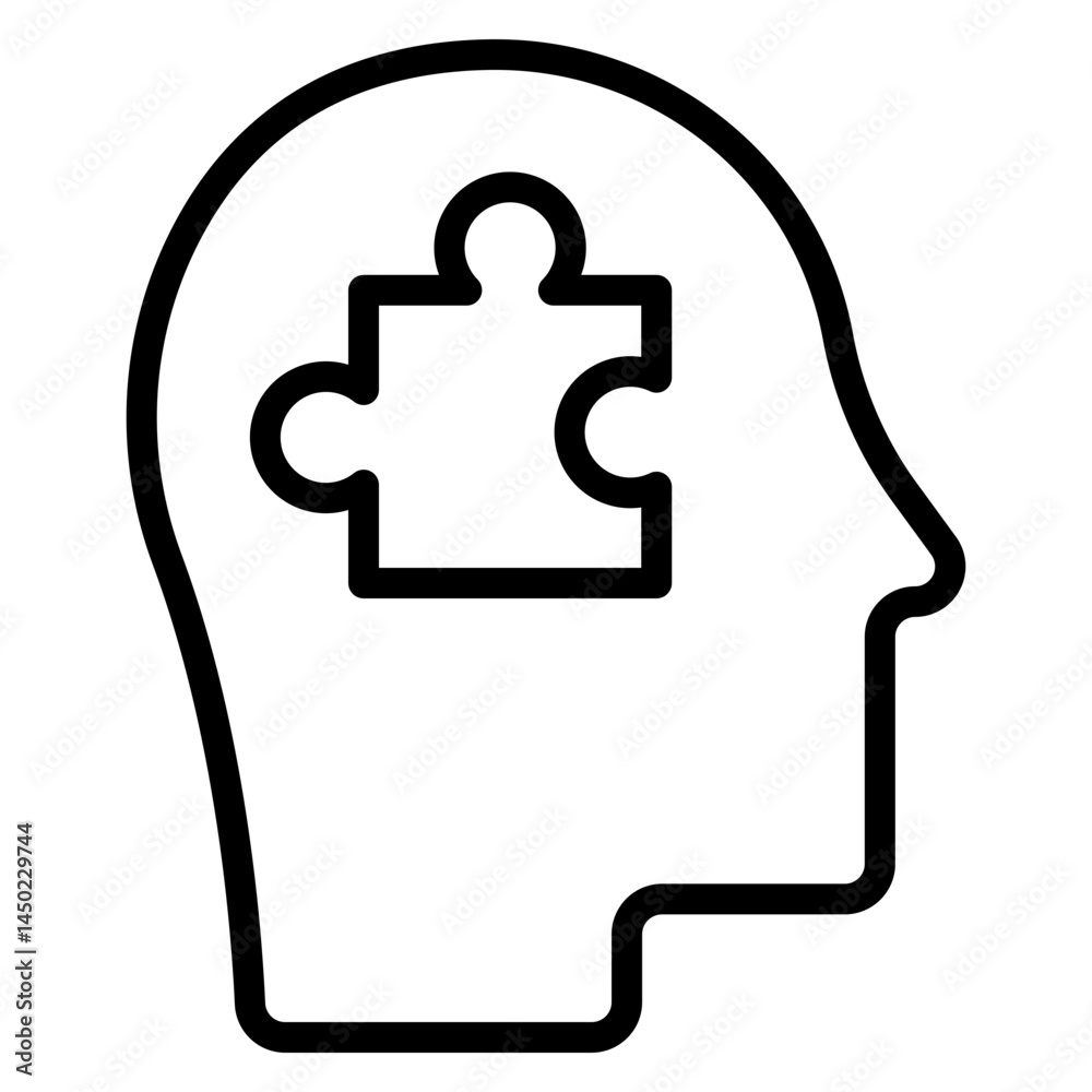 Obraz premium Autism Spectrum Support Vector Line Icon Design