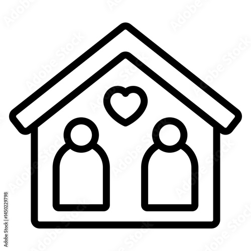 Assisted Living Facility Vector Line Icon Design