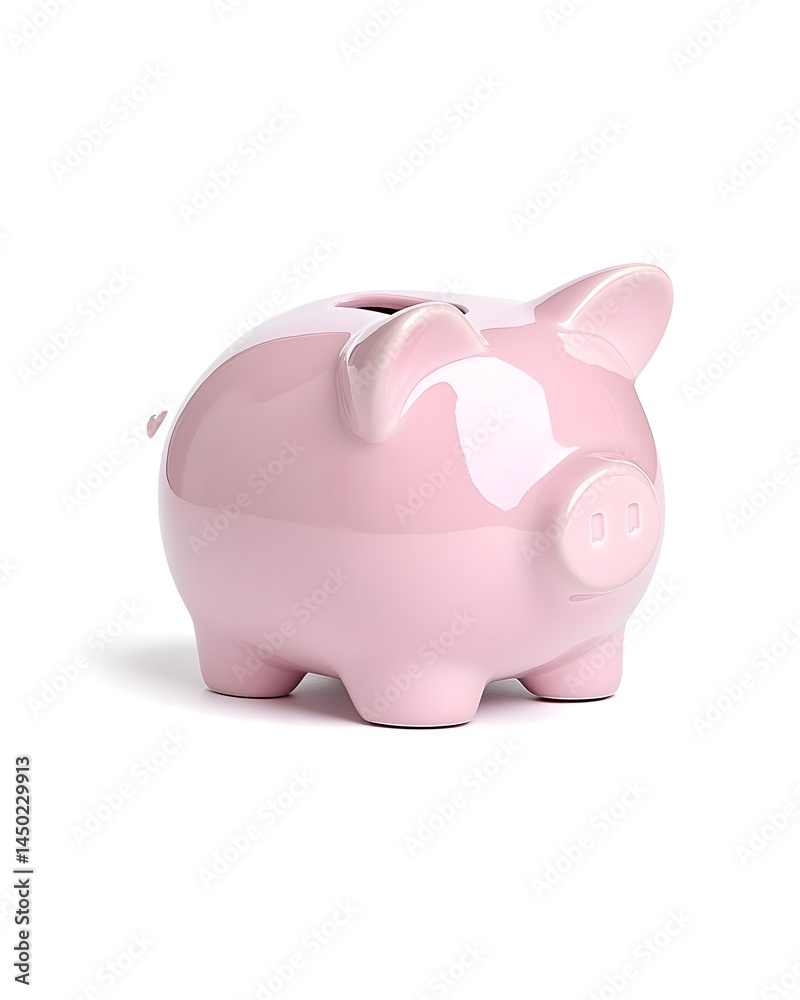 A charming, pale pink ceramic piggy bank, a classic savings vessel with a smooth, glossy finish A charming, pale pink ceramic piggy bank, a classic savings vessel with a smooth, glossy finish