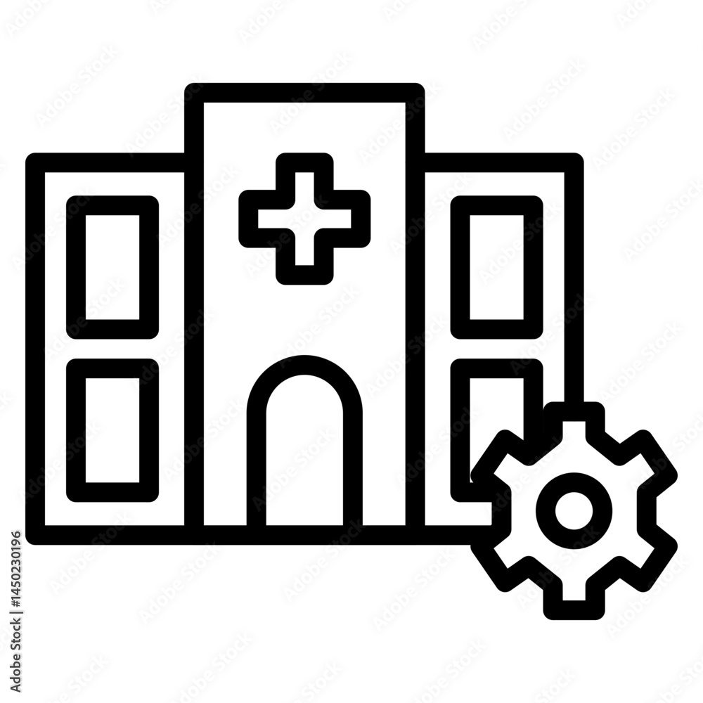 Fototapeta premium Hospital Management Software Vector Line Icon Design