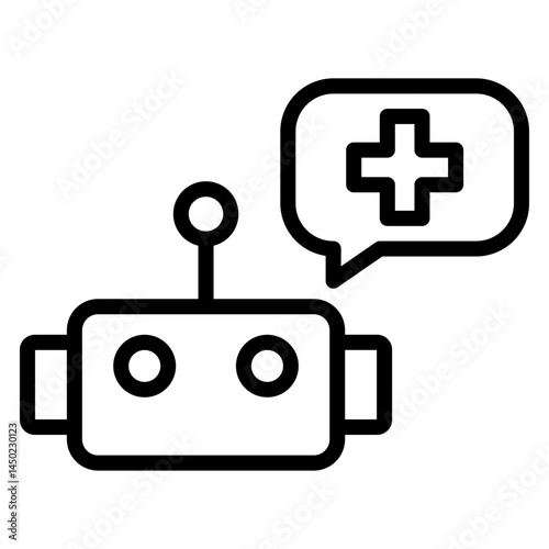 Healthcare Chatbot Assistance Vector Line Icon Design
