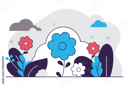 Petals shaped like fluffy soft-edged clouds arranged in tight floral patterns