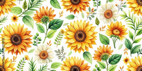 Wallpaper Mural Spring Summer Sunflower Orange Floral Panoramic Wallpaper Background Design Torontodigital.ca